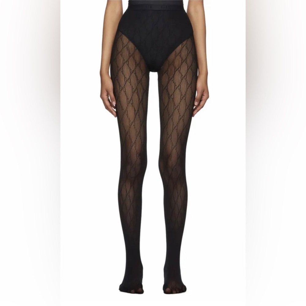 Brand New Authentic Gucci Supremelis GG Logo Black Tights Medium‎ M
